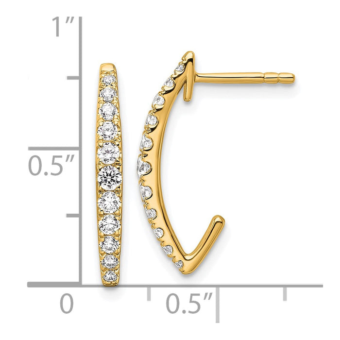Designer 14K Gold J-Hoop Earrings with 1/2 Carat VS DEF Lab-Grown Diamonds-4