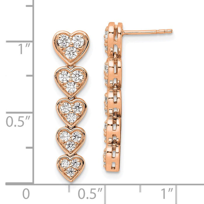 Shop Stylish 14K Rose Gold Heart Dangle Earrings with 1 Carat Lab-Grown Diamonds-4