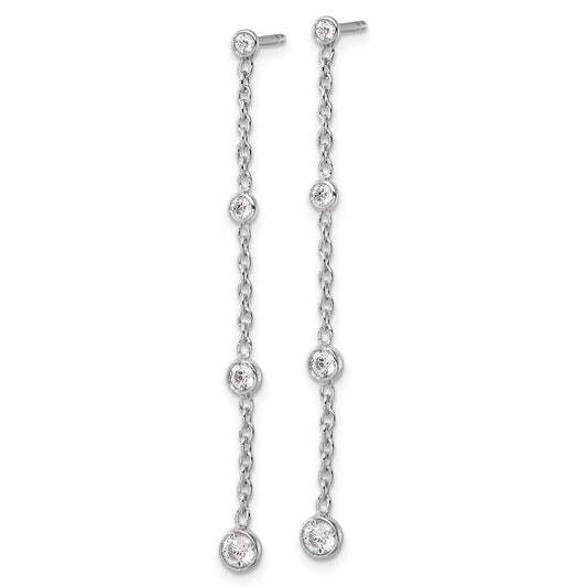 Shop Exclusive 14K White Gold Graduated Dangle Earrings with 1/2 Carat Lab-Grown Diamonds - Luxury Style!