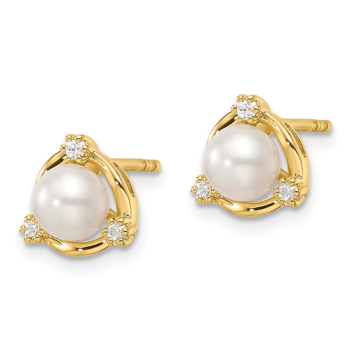Shop Exclusive 14K Gold Lab Grown Diamond Earrings with 1/10 Carat Pearls-2
