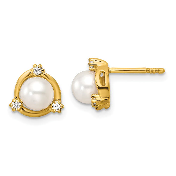 Shop Exclusive 14K Gold Lab Grown Diamond Earrings with 1/10 Carat Pearls-1