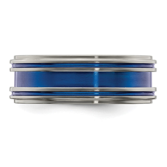 Exclusive Edward Mirell 8mm Titanium Band with Blue Anodized Grooves - Stylish and Affordable-3