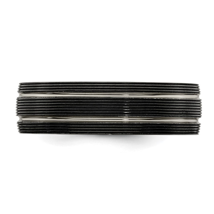 Buy Edward Mirell 7mm Black Titanium Textured Band | Stylish Luxury Ring-3