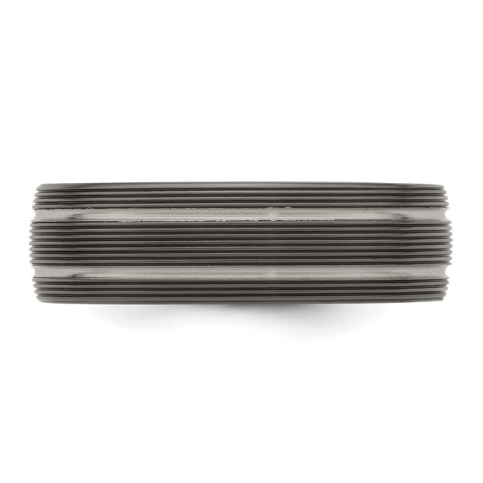 Order Edward Mirell 7mm Black Titanium Textured Lines Band - Stylish Luxury-4