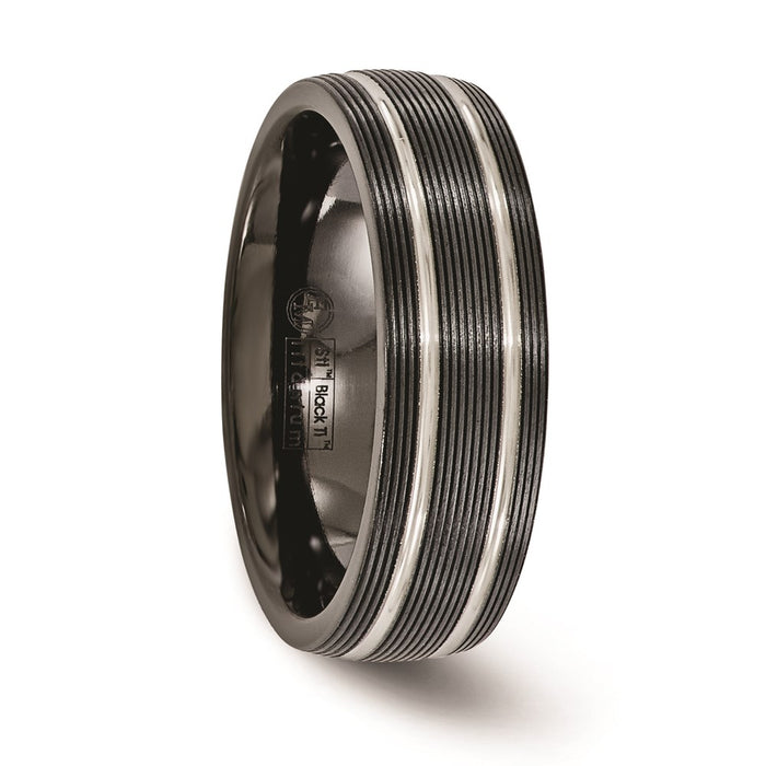 Buy Edward Mirell 7mm Black Titanium Textured Band | Stylish Luxury Ring-5