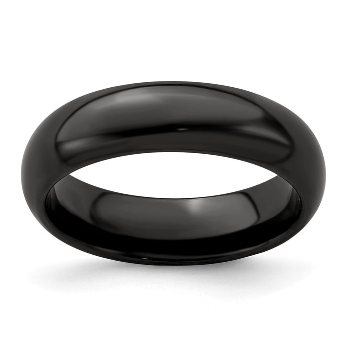 Buy Stylish 6mm Domed Band in High-Quality Polished Black Titanium-1