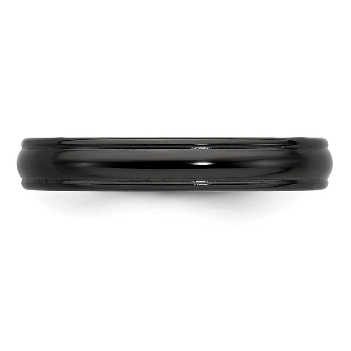 Buy Stylish Edward Mirell Black Titanium 4mm Band - Exclusive Grooved Edges-4