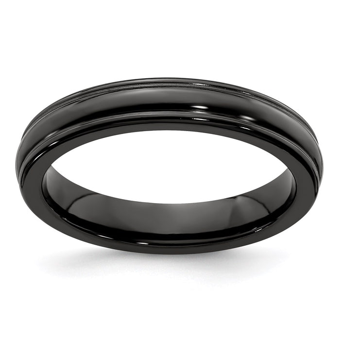 Order Edward Mirell Black Titanium 4mm Band - Stylish Triple Domed Design-1