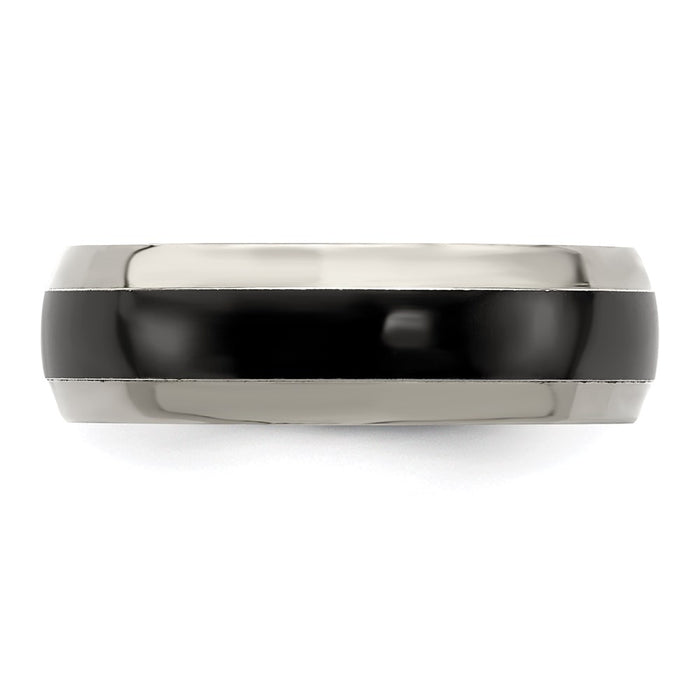 Buy Stylish Edward Mirell Polished Black Titanium 7mm Domed Band - Luxury Design-4