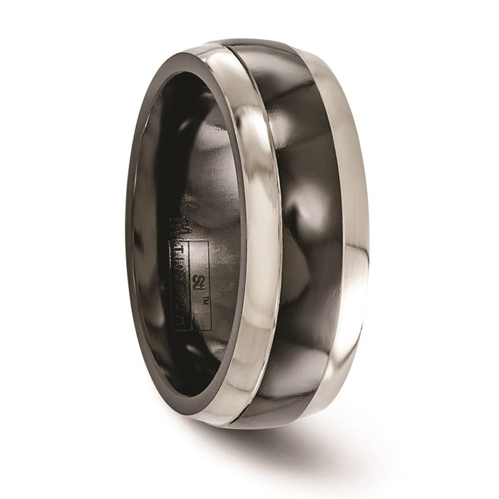 Buy Stylish 7mm Edward Mirell Black Titanium Domed Band - High-Quality Finish-5