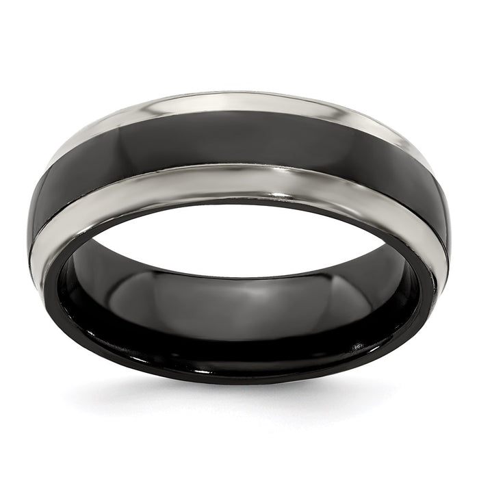 Buy Stylish 7mm Edward Mirell Black Titanium Domed Band - High-Quality Finish-1