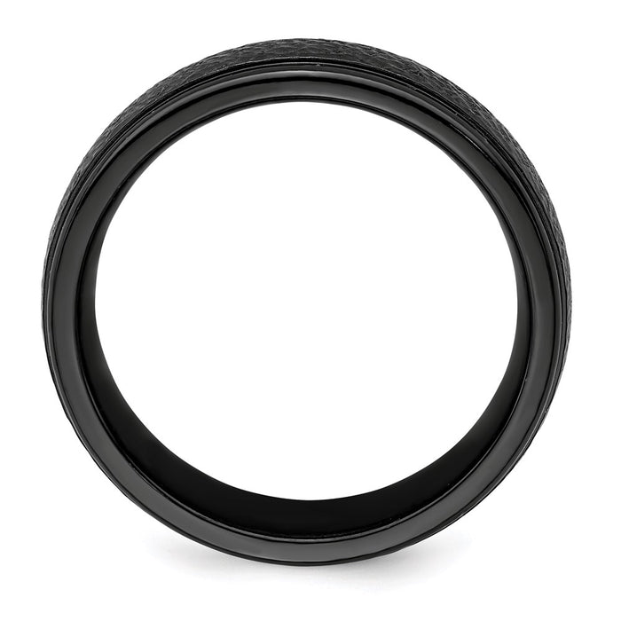 Buy Stylish Edward Mirell 7mm Black Titanium Hammered Band at Discounted Price-2