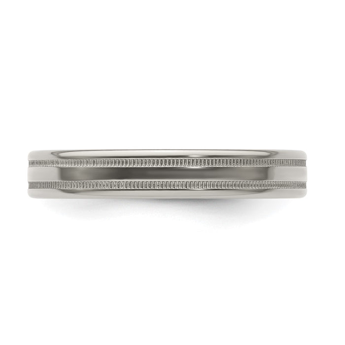Buy Edward Mirell 4mm Titanium Flat Band, Size 7.5, Stylish Milgrain Finish-4