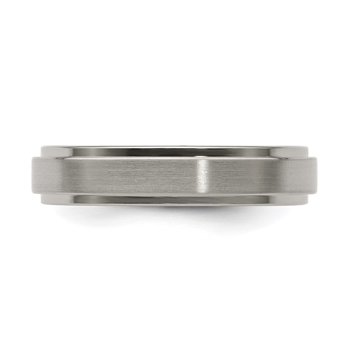 Exclusive Edward Mirell 5mm Titanium Step Edge Band - Stylish Brushed & Polished Finish, Size 5-4