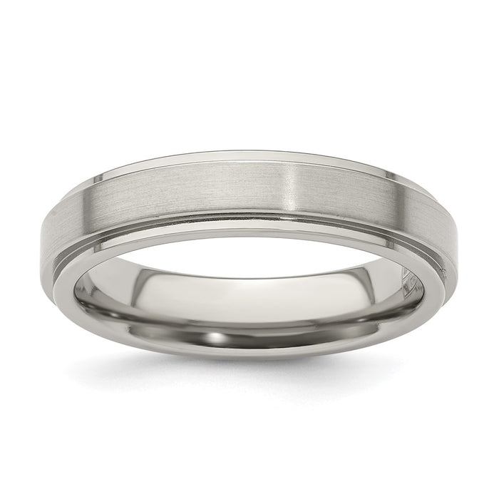 Buy Edward Mirell 5mm Titanium Flat Band - Stylish Brushed & Polished Finish, Size 8-1