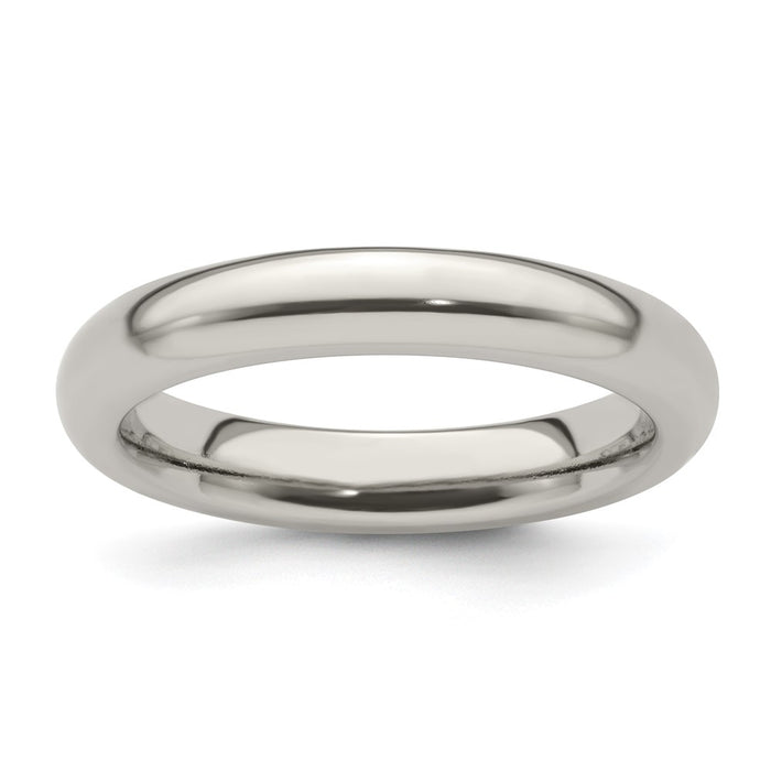 High-Quality Edward Mirell 4mm Polished Titanium Domed Band - Size 9.5-1