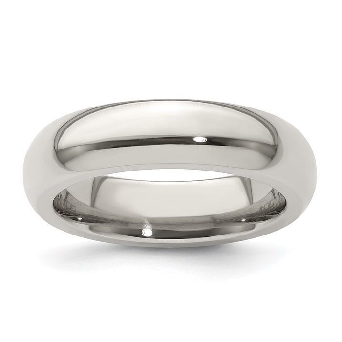 Exclusive 5mm Polished Titanium Domed Band - Size 5.5, Affordable Luxury-1