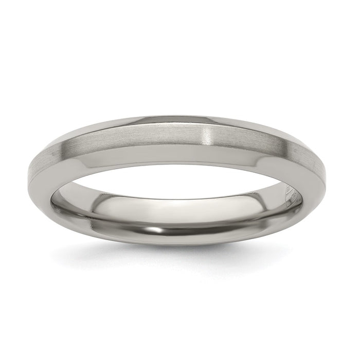 Buy Edward Mirell 4mm Titanium Beveled Edge Band - Stylish Finish, Size 6-1