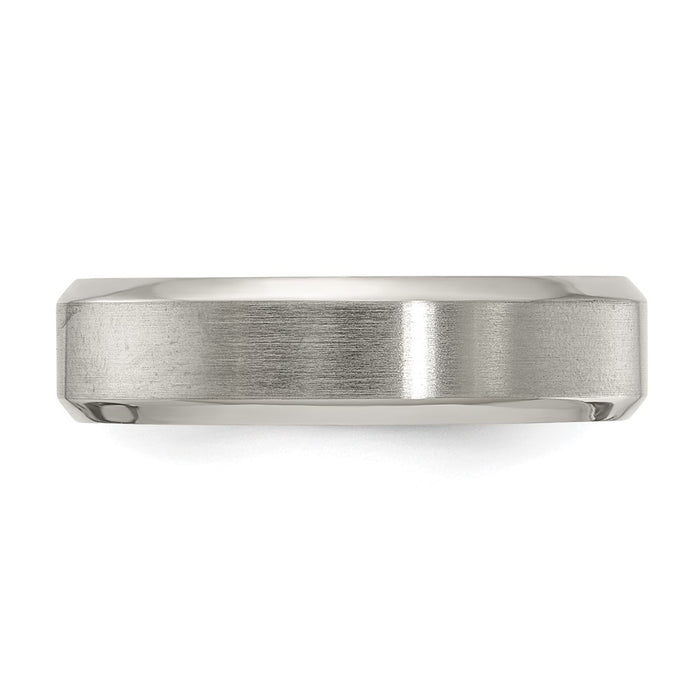 Buy Exclusive Edward Mirell 6mm Titanium Beveled Edge Band - Stylish Finish, Size 6.5-3