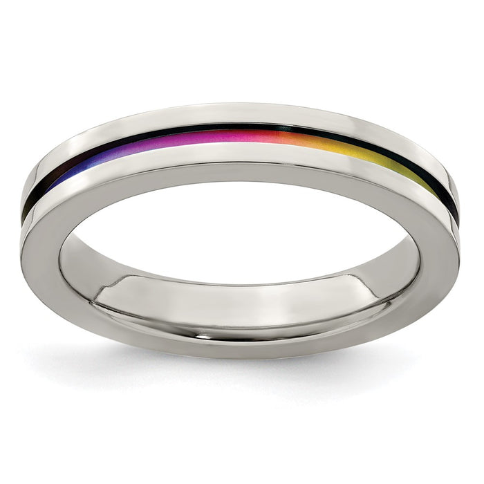 Buy Exclusive 4mm Gray Titanium Rainbow Anodized Flat Band | Stylish Design-1