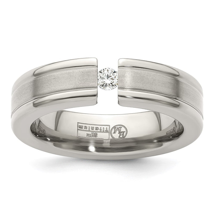 Exclusive Edward Mirell 6mm Titanium Band with 1/10 Carat Diamond - Affordable Luxury-1
