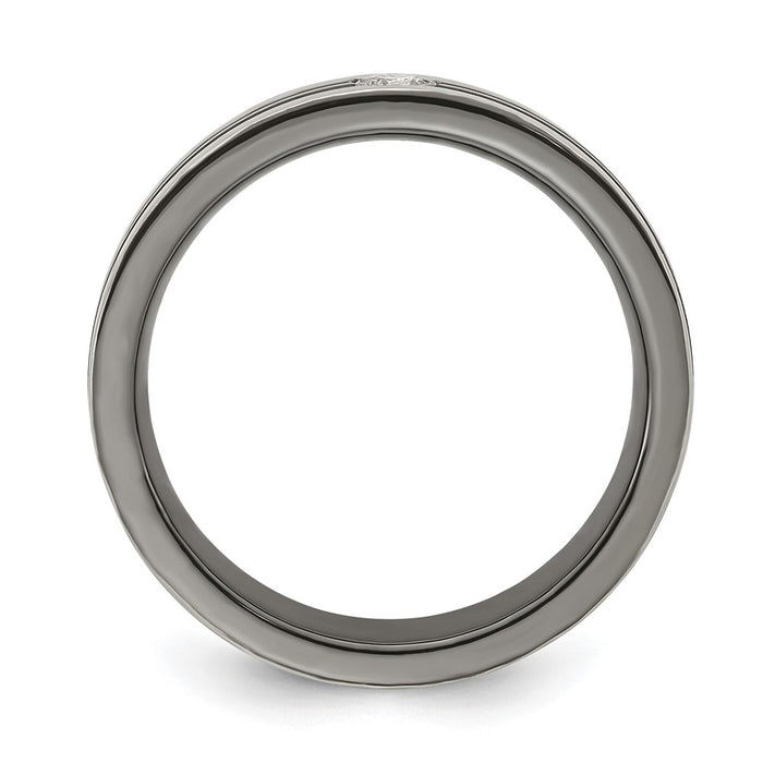 High-Quality Edward Mirell Black Titanium Ring, 6mm, with 1/10 Carat Diamond - Stylish Value!-2