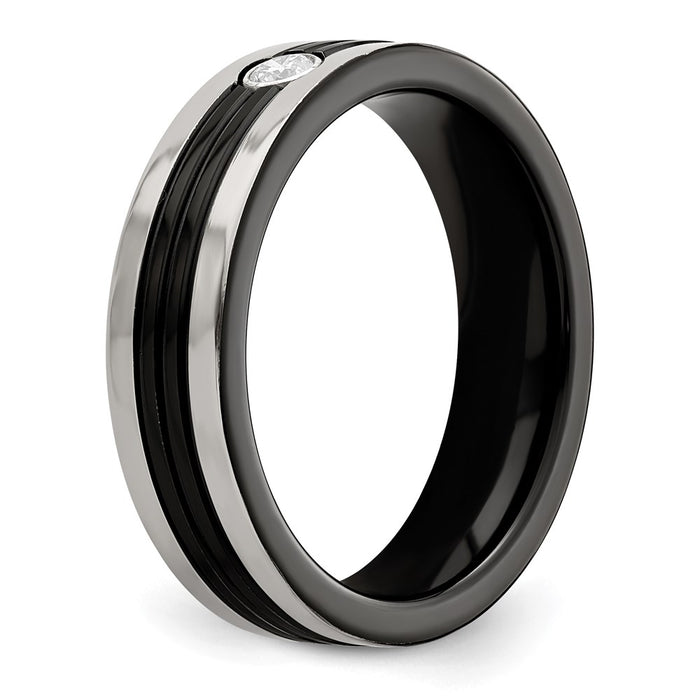 Buy Stylish Edward Mirell Black Titanium Ring with 1/10 Carat Diamond, 6mm Band-6