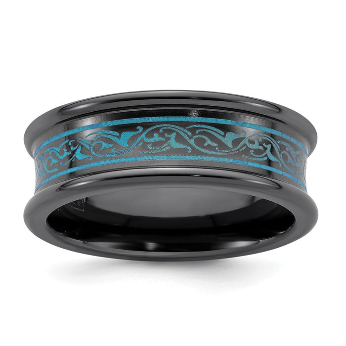 Exclusive 8mm Black Titanium Teal Anodized Band | Stylish Laser Pattern Design-1