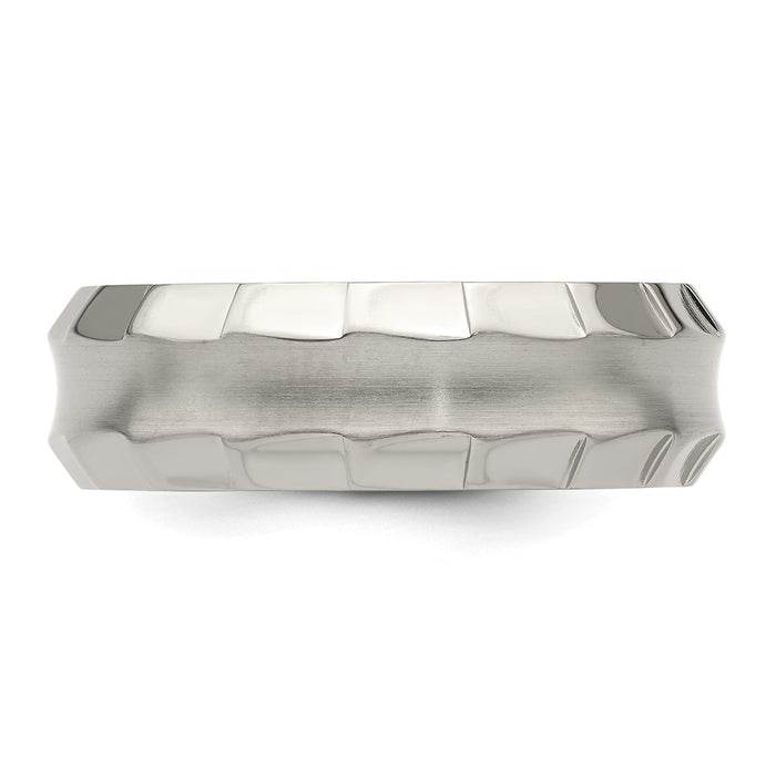 Shop Exclusive Edward Mirell 8mm Titanium Band, Stylish Faceted Edge, Size 9.5-4