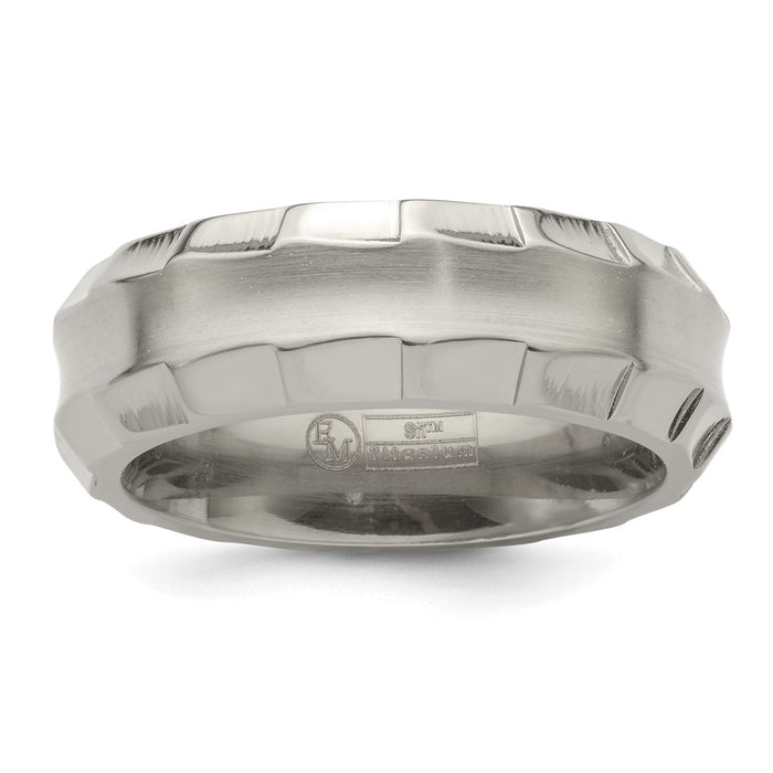 Shop Exclusive Edward Mirell 8mm Titanium Band, Stylish Faceted Edge, Size 9.5-1
