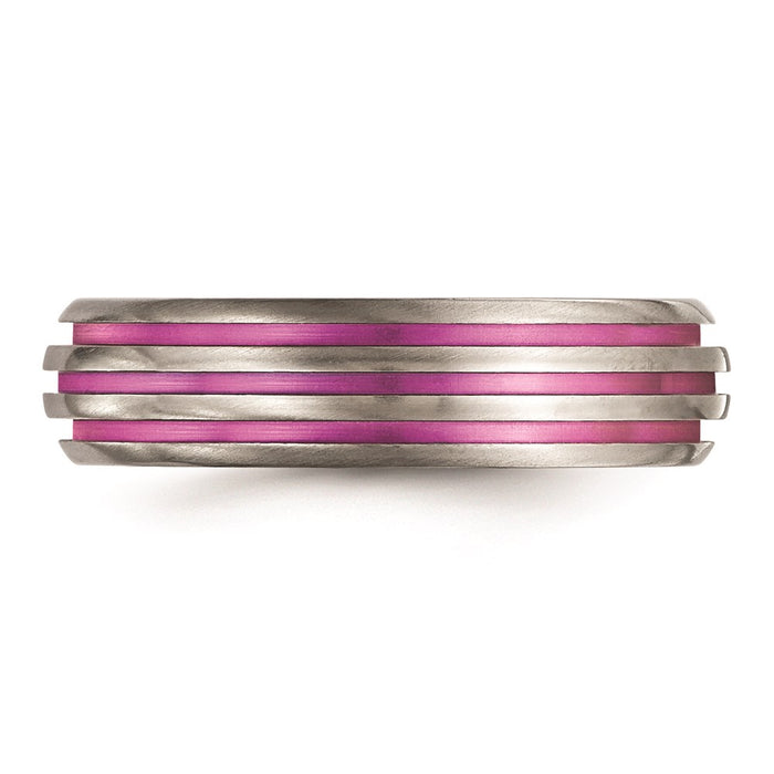 High-Quality 6mm Titanium Pink Anodized Triple Groove Band - Stylish Value Ring-5