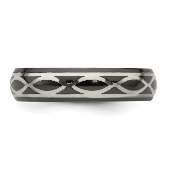 Buy Exclusive 6mm Black Titanium & Argentium Silver Infinity Ring - Stylish Design-4