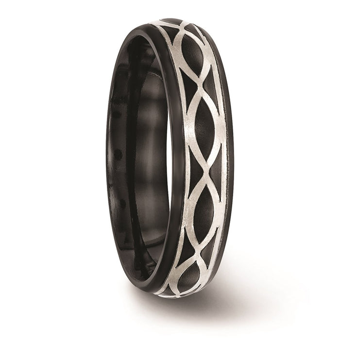Buy Stylish 6mm Edward Mirell Black Titanium & Argentium Infinity Ring-5
