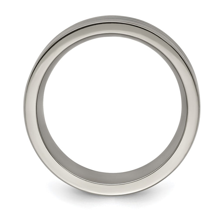 Buy Edward Mirell 10mm Flat Titanium Band with Stylish Blue Anodized Grooves-2