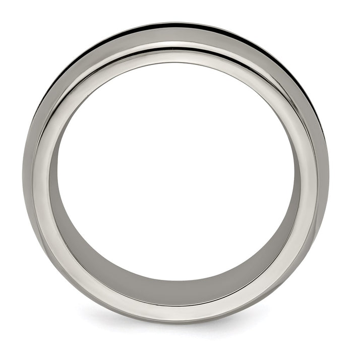 Order Stylish Edward Mirell 7mm Domed Titanium Band - Blue Anodized Stripe-2