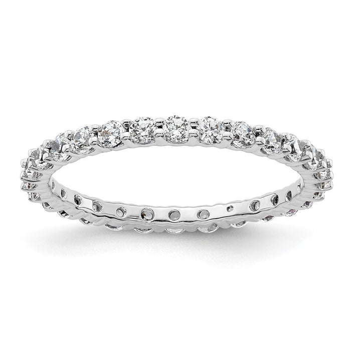 High-quality 1 Carat Diamond Eternity Band in 14K White Gold - Size 8, Stylish!-1