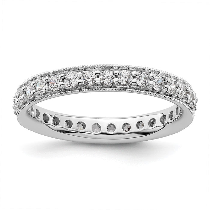 Designer 14K White Gold Vintage 1-Carat Diamond Eternity Band - Size 8, Stylish!-1