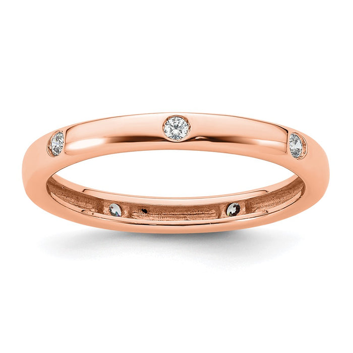 High-Quality 14K Rose Gold Full Eternity Ring with 1/10 Carat Diamond, Size 6 - Stylish Value!-1