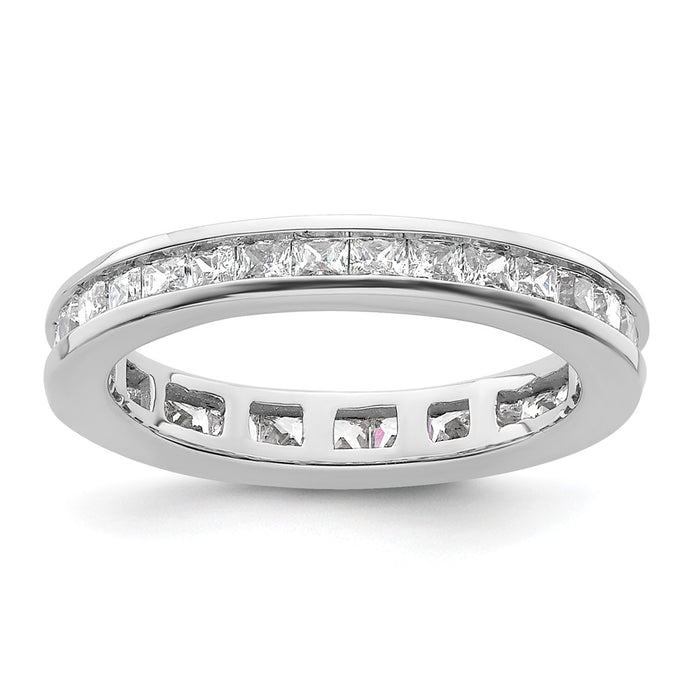 High-Quality 14K White Gold 1 Carat Princess Cut Diamond Eternity Band - Affordable Price, Size 4.5-1