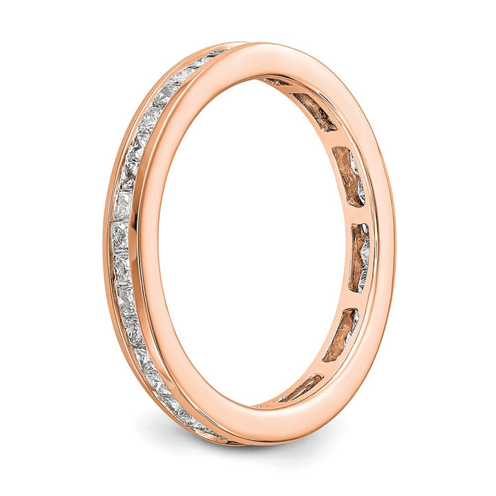 Exclusive 14K Rose Gold 1 Carat Princess Cut Diamond Eternity Band - Affordable Price, Size 7.5-4