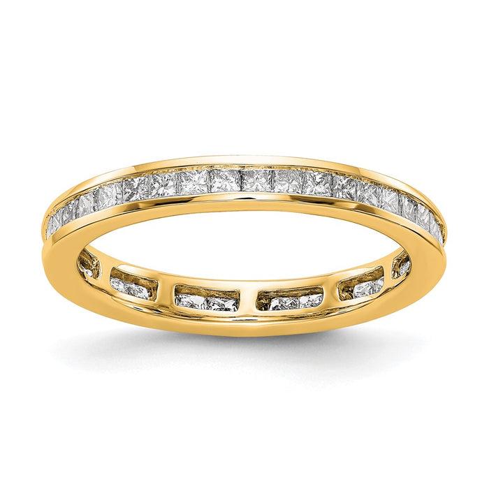 High-quality 14K Gold 1 Carat Princess Cut Diamond Eternity Band - Stylish Size 7-1