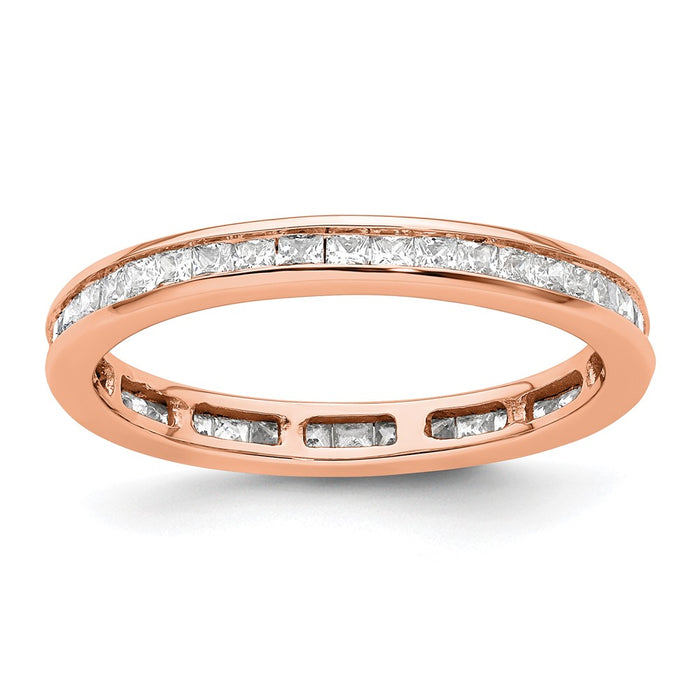 High-Quality 14K Rose Gold 1 Carat Princess Cut Diamond Eternity Band - Stylish Value-1