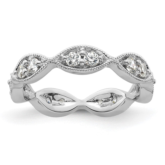 Buy Stylish 14K White Gold Vintage Pave Diamond Eternity Band - 1/2 Carat, Size 4-1