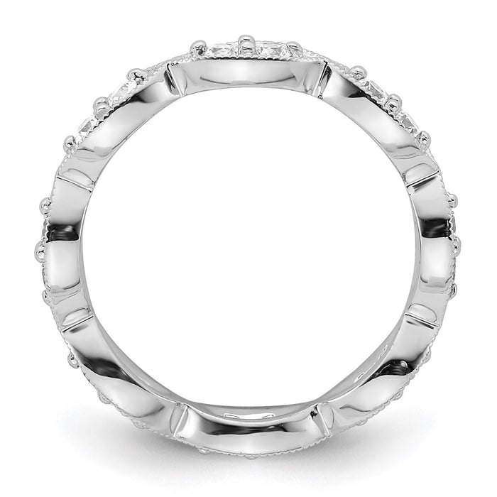 High-Quality 14K White Gold Vintage Pave Eternity Band, 1/2 Carat Diamonds-2