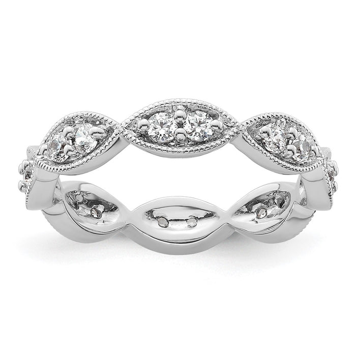 Shop Stylish 14K White Gold Vintage Pave Eternity Band - 1/2 Carat Diamonds, Size 5-1