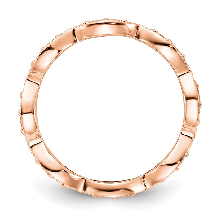 Designer 14K Rose Gold Vintage Pave Diamond Eternity Band - 1/2 Carat, Size 7-2