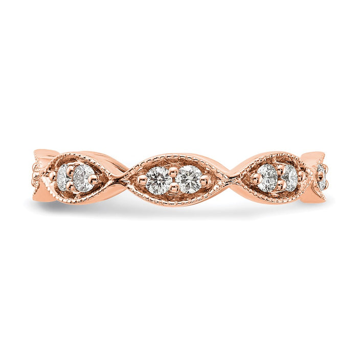 Designer 14K Rose Gold Vintage Pave Diamond Eternity Band - 1/2 Carat, Size 7-3