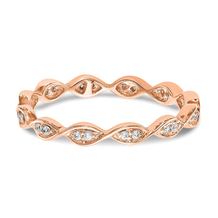 Designer 14K Rose Gold Vintage Pave Diamond Eternity Band - 1/2 Carat, Size 7-4