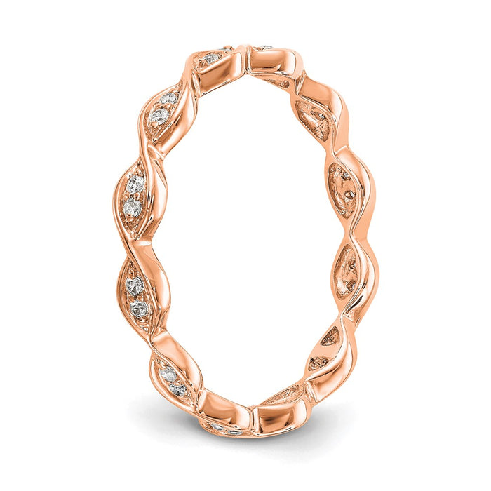 Designer 14K Rose Gold Vintage Pave Diamond Eternity Band - 1/2 Carat, Size 7-5