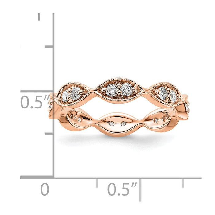 Designer 14K Rose Gold Vintage Pave Diamond Eternity Band - 1/2 Carat, Size 7-6